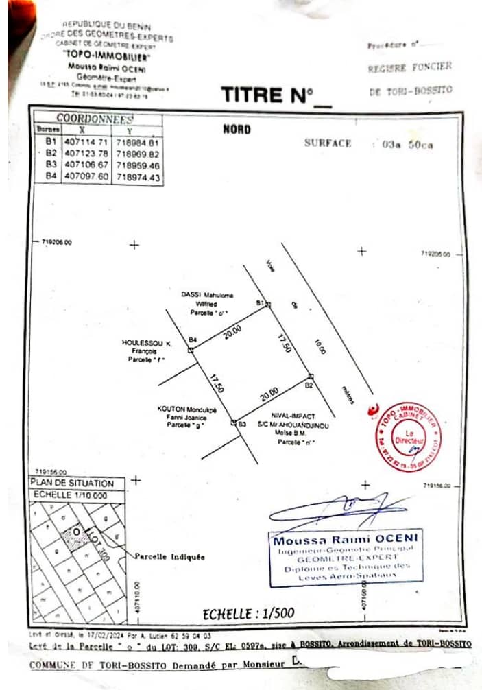 PARCELLE À VENDRE  À TORI BOSSITO 